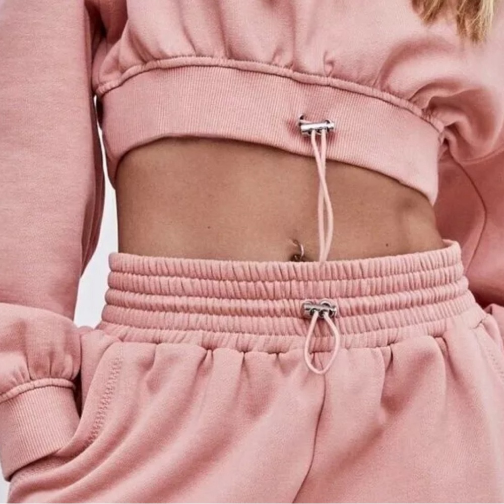 For Love & Lemons M peachy Pink Josie Sweatpants High Rise Gym Sweat Pants - Picture 4 of 14